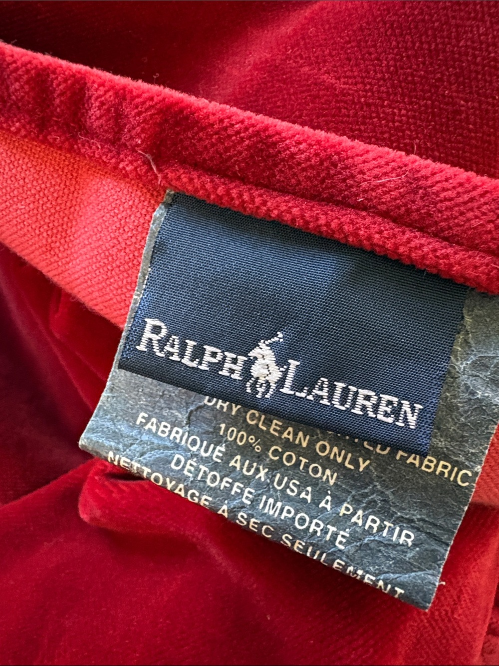 Ralph Lauren Plush Red Velvet Ruffled Throw Pillow Cover - Picture 5 of 6